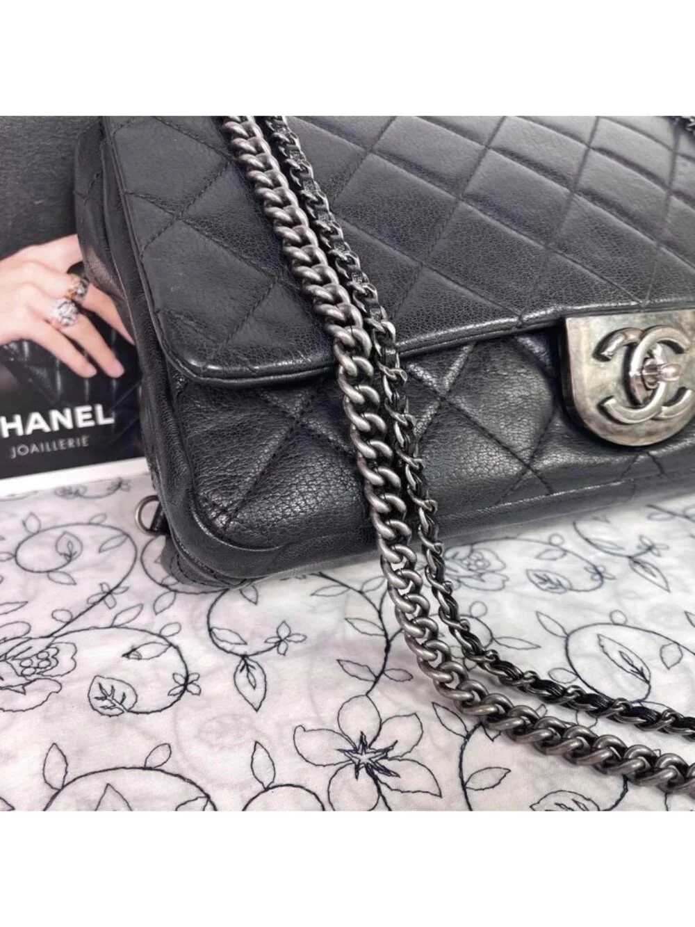 Chanel Metal CC Logo Quilted Chain Shoulder Bag
